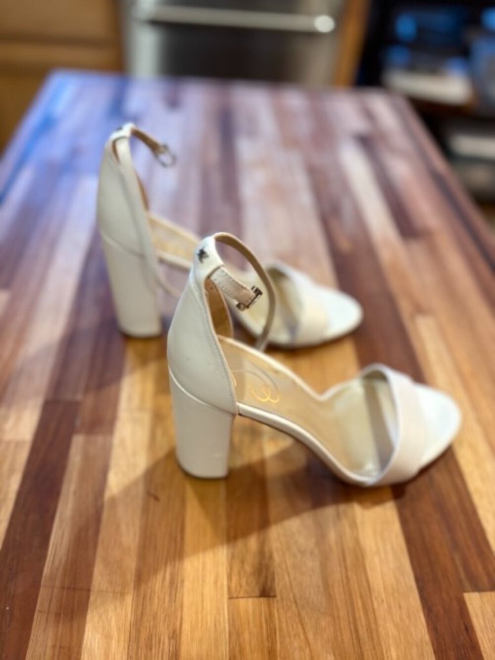 Sam Edelman Yaro White Leather Heels, Size 9